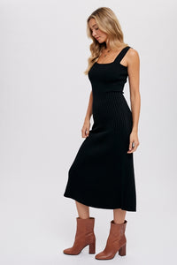 Jolene Knit Midi Dress - Black