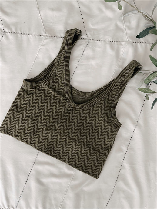 Free To Be Reversible Crop - Vintage Moss