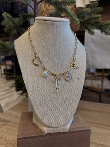 Charm Necklace - Bow, Pearl, Moon, Rainbow