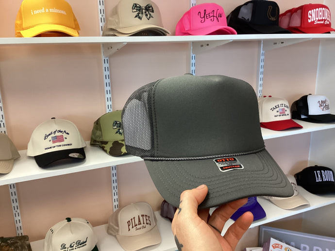 Grey Trucker Snap Back Hat