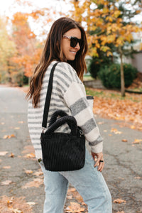 Andy Corduroy Bucket Bag - Black