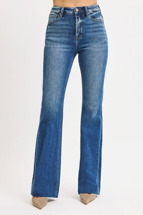 Again & Again High Rise Flare Jeans Dark Blue