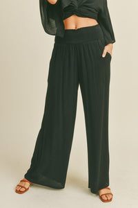 Arabella Smocked Pants - Black