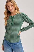 Butterfield Ribbed Henley - Forest Stripe