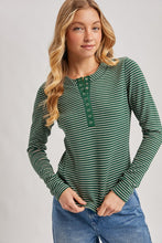 Butterfield Ribbed Henley - Forest Stripe