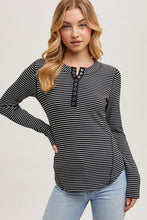 Butterfield Ribbed Henley - Black Stripe