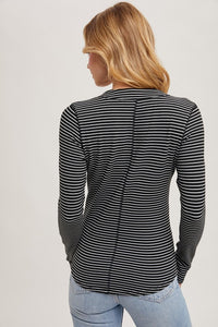 Butterfield Ribbed Henley - Black Stripe