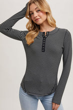 Butterfield Ribbed Henley - Black Stripe