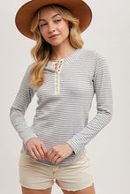 Butterfield Ribbed Henley - Grey Stripe
