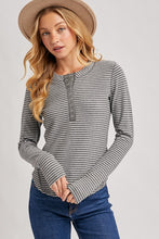 Butterfield Ribbed Henley - Charcoal Stripe