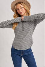 Butterfield Ribbed Henley - Charcoal Stripe