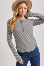 Butterfield Ribbed Henley - Charcoal Stripe