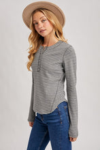 Butterfield Ribbed Henley - Charcoal Stripe