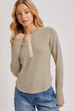 Butterfield Ribbed Henley - Tan Stripe