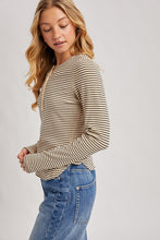 Butterfield Ribbed Henley - Tan Stripe