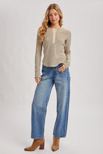 Butterfield Ribbed Henley - Tan Stripe