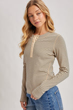 Butterfield Ribbed Henley - Tan Stripe