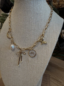 Charm Necklace - Bow, Pearl, Moon, Rainbow