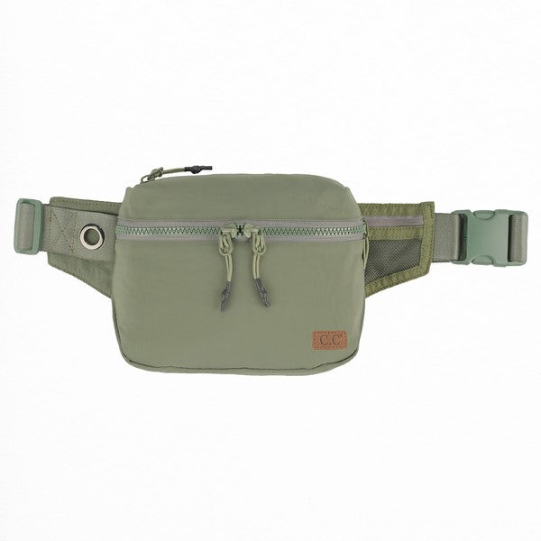 Carly Double Zipper Sling Bag - Sage