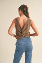 Charolette Twist Back Knit Tank - Brown