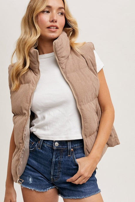 Courtney Corduroy Vest - Mushroom