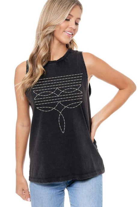 Boot Stitch Tank - Black