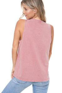 Boot Stitch Tank - Cranberry