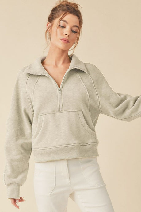 Drea Half Zip Hoodie - Heather
