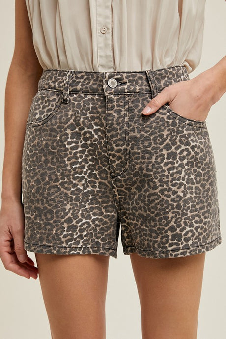 Dare Ya Leopard Denim Shorts