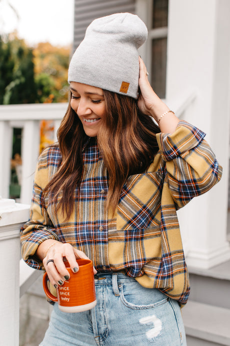 Gold Bar Beanie - Gray