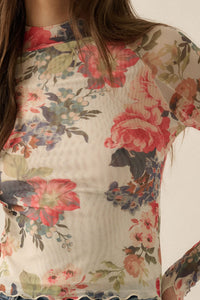 Marsha Mesh Floral Mesh Top