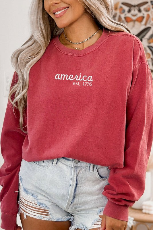 America 1776 Sweatshirt - Vintage Red