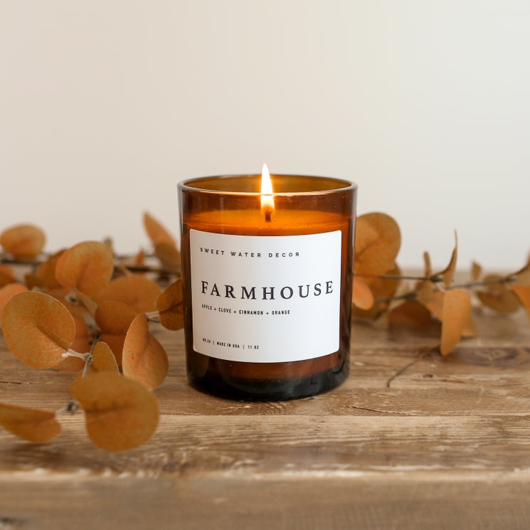 Farmhouse Candle - Amber Glass