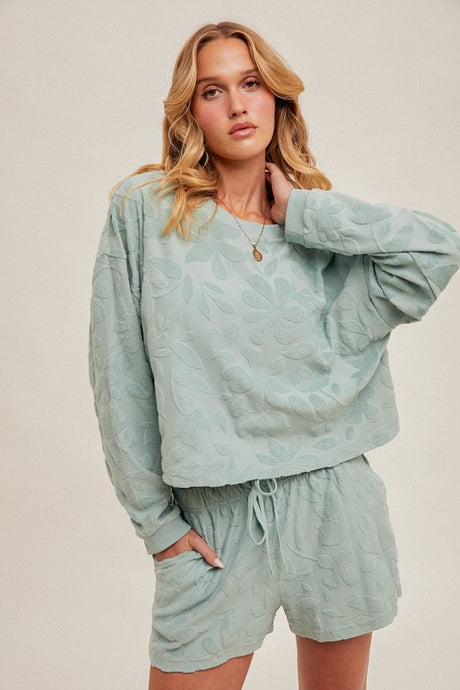 Flora Textured Terry Pullover