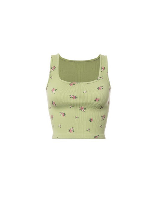 Daisy Mae Ribbed Tank - Kiwi Floral