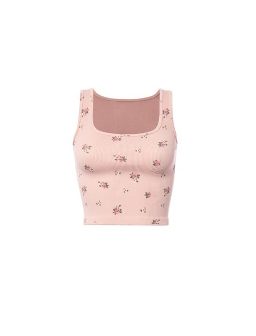 Daisy Mae Ribbed Tank - Pink Floral