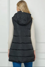 Seattle Long Puffer Vest - Black