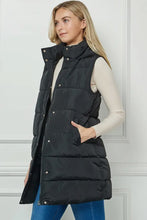Seattle Long Puffer Vest - Black