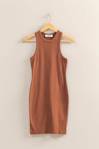 Glow Up Ribbed Dress - Chestnut