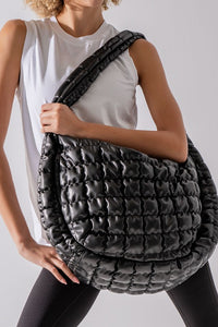Golden Quilted Leather Carry All - Black