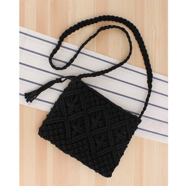 Hana Macrame Crossbody - Black