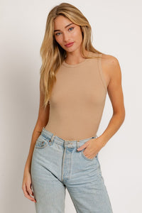 Haven Crew Neck Ribbed Bodysuit - Sand