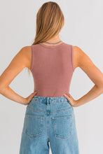 Haven Crew Neck Washed Bodysuit - Mauve