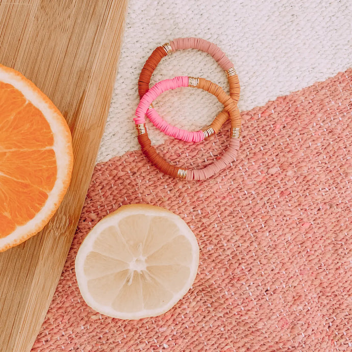 Shelby Stacking Bracelet - Clay & Hot Pink