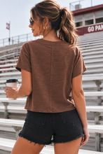 Tilly V Neck Tee - Brown