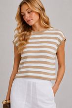 Abree Striped Top - Iced Latte