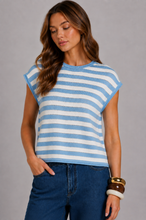 Abree Striped Top - Cool Blue