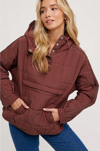 Ski Babe Quilted Pullover- Chocolate
