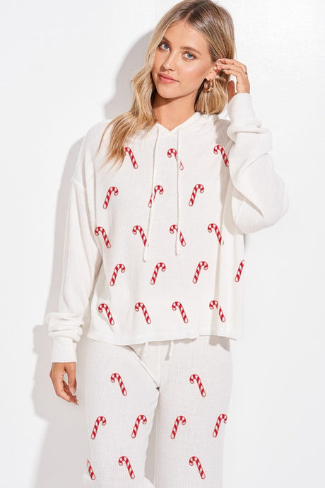 Candy Cane Pajama Set - Ivory