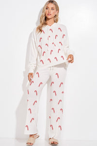 Candy Cane Pajama Set - Ivory